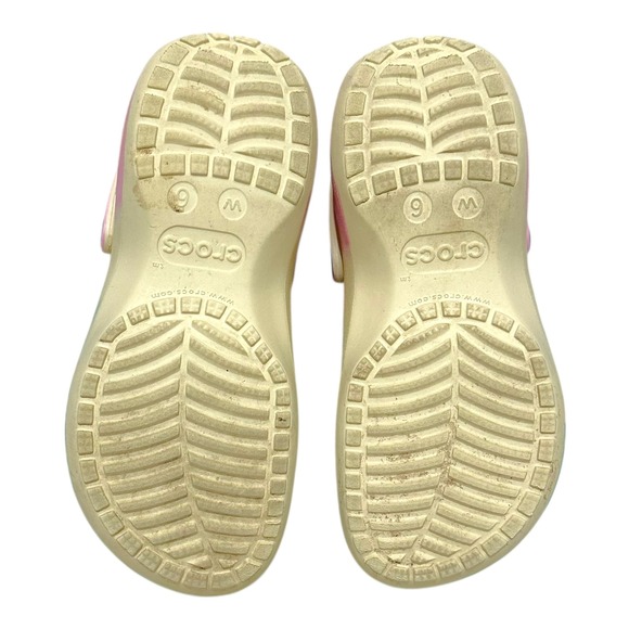 Crocs Classic Crush Clog Bone Pink Green Marble Tie Dye Platform Womens 6 208278 - Picture 8 of 8